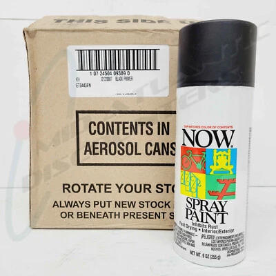 6 KRYLON Now 21220 Black Spray Primer 9 OZ Cans Interior Exterior - Image 1 of 2