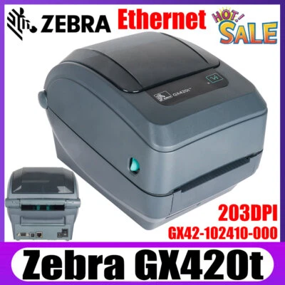 Zebra GX420t GX42-102410-000 203DPI Thermal Transfer Label Printer Ethernet Port - Image 1 of 4