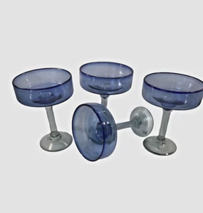 Mexican Hand Blown Glass – Set of 4 Hand Blown Margarita Glasses (8 oz) NWT - Picture 1 of 11