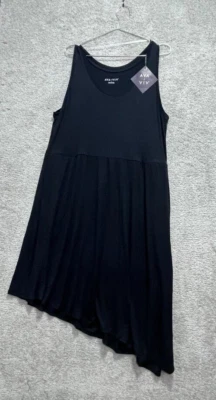 Pulôver feminino AVA & VIV bainha assimétrica vestido 1X preto gola redonda sem mangas - Imagem 1 de 4
