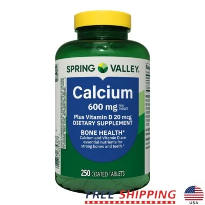 Suplemento de vitamina D cálcio 600mg comprimidos de suporte à saúde óssea 250 unidades novo - Imagem 1 de 4