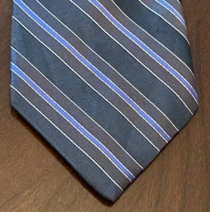 Perry Ellis Portfolio Black Blue Hand Made 100% Silk Mens Neck Tie Made In China - Picture 1 of 9