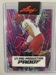 JAYLIN NOEL 2024 LEAF METAL FOOTBALL ONE OF ONE #D 1/1 PRE-PRODUCTION PROOF XRC - Bild 1 von 2