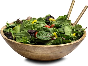 Wood Salad Bowl Set - 15 Inch Extra Large Wooden Salad Bowl with Serving Utensil - Picture 1 of 9
