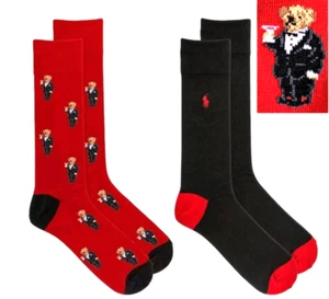 Polo RALPH LAUREN Socks Men’s Martini Polo Bear Set 2 Pair - Picture 1 of 4