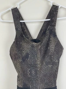 Lululemon City Tank Peplum Pleated Top Black Gold Brown Women's Size 6 - Picture 1 of 8