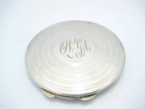 Vintage Sterling Silver Swirl Monogrammed Compact - Picture 1 of 8