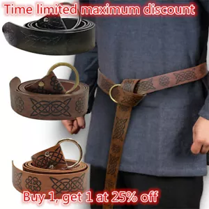 Mittelalterlicher keltischer Ledergürtel mit Stahlring Retro Rittergürtel Cosplay Requisiten - Bild 1 von 15