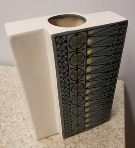 8,5" Ikebana Vase Nils Thorsson Stig Lindberg Stil rechteckig Scan Japan Kanji - Bild 1 von 12