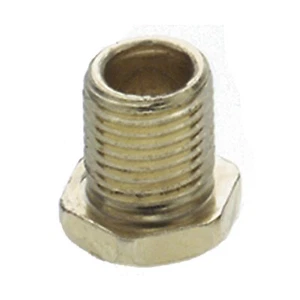 Pezón de cabeza hexagonal de acero; chapado en latón; 1/8 IP; 3/8"" x 1/2"" en general - Imagen 1 de 1