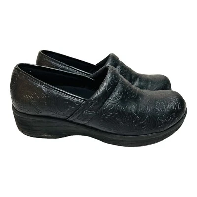 Zapatos antideslizantes SafeTStep Comfort de enfermería negros florales de cuero sintético talla 9 Foto 1 de 4