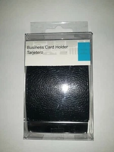New Business Card Holder Black Faux Leather - Picture 1 of 6