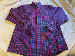 Wrangler George Straight LS Button Shirt Men's MED RED/NAVY CHECKED - Picture 1 of 7