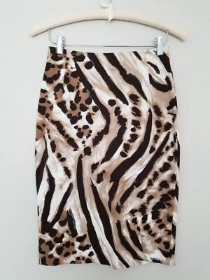 Falda Max Mara Studio Estampado Animal Lápiz Algodón/Viscosa Hasta la Rodilla Talla 4 Usada en Excelente Condición Foto 1 de 4