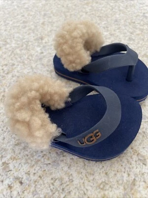 Sandalias sin cordones Ugg Baby azul marino infantil piel de oveja genuina talla 2/3 Foto 1 de 4