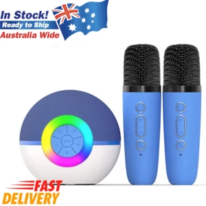 Mini Karaoke Machine and 2x Wireless Microphones Portable Bluetooth Speaker Blue - Bild 1 von 1
