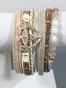 She Believed She could Medical Nurse Multi Cord Wide Magnetic Clasp Bracelet - Picture 1 of 9