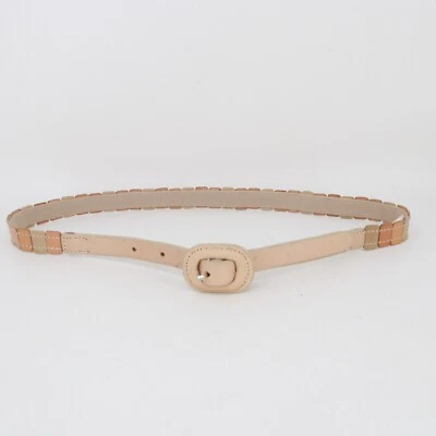 Cinturón de cuero de colección para mujer pequeño rubor salvia gamuza desnuda bloque de color hebilla ajustado Foto 1 de 4