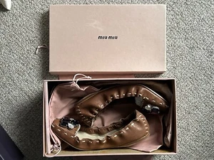 Miu Miu Nappa Buffalo Leather Jewelled Flats Shoes E39 UK6 BNIB - Picture 1 of 13