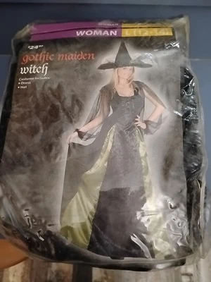 S/M Goth Maiden Witch Black Velvet Green Satin + Mesh (Dress Only) MSRP$49 - Image 1 of 4