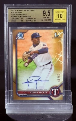 Kumar Rocker True Gold /50 1st Bowman Chrome Auto BGS 9.5 - Image 1 of 3