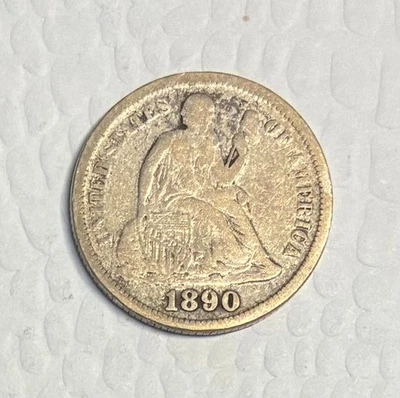 1890 Seated Liberty Dime, VG Details, Cleaned - Image 1 of 2