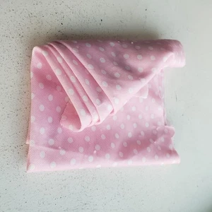 Vintage 60er 70er Jahre helles Baby Mädchen rosa weiß gepunktet Poly Stoffreste - Bild 1 von 6