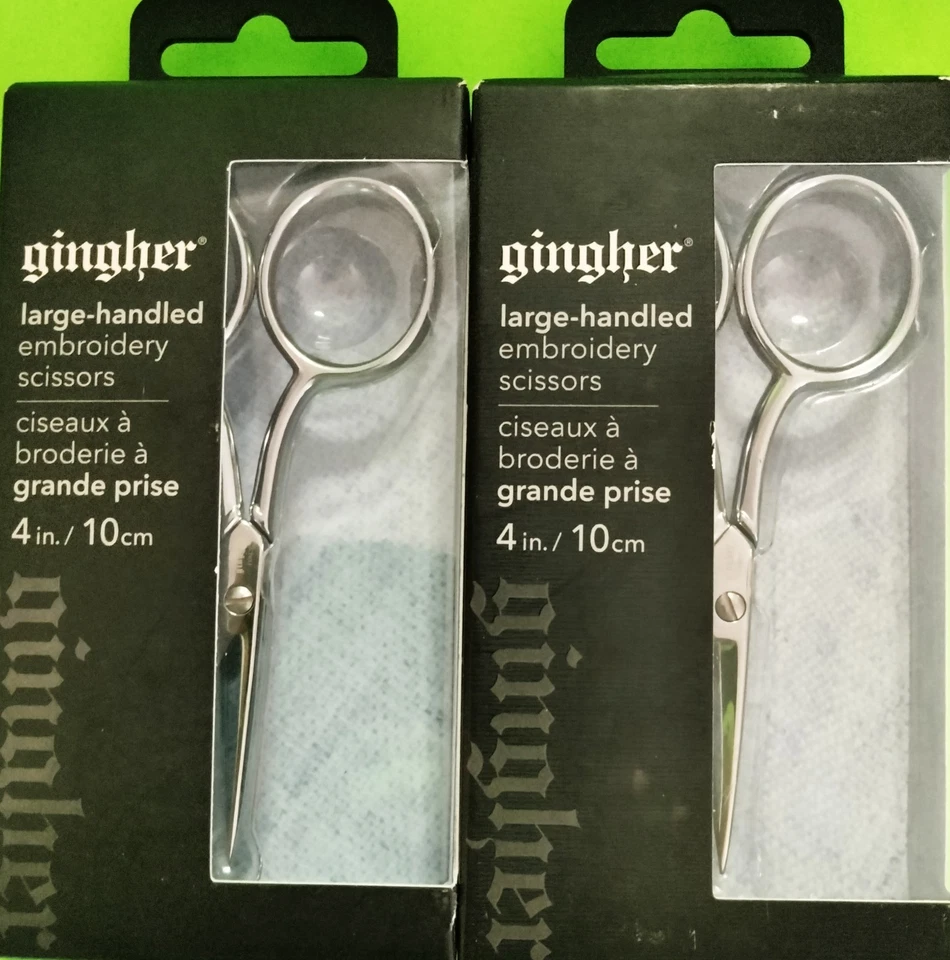 (2) TWO GINGHER LARGE HANDLED EMBROIDERY SCISSORS 3.5 IN.~BRAND NEW~BID@$9.99 - Image 1 of 4