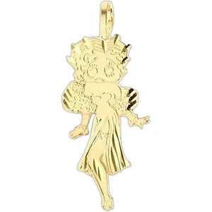 14K Gold Charm Jewelry Necklace Betty Boop Love Chain 29mm - Picture 1 of 2