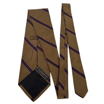 Bill Burns New York мужской галстук дизайнерский роскошный золотой фиолетовый полоски шелк - Изображение 1 из 4