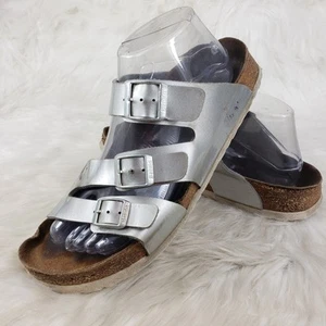 BETULA by Birkenstock Silver Slide On Casual Sandals Womens Size US 9 EUR 40 - Picture 1 of 6