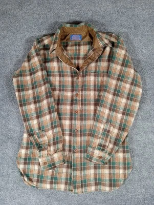 Camisa De Colección Pendleton Hecha en EE. UU. Lana Abotonada Verde Marrón Cuadros Para Hombre M Años 70 Foto 1 de 4