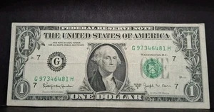 1963 G $1 Joseph Barr One Dollar Bill Federal Reserve Note Chicago  - Picture 1 of 4