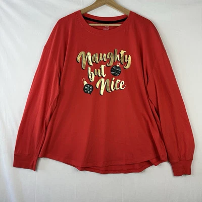 Top Pijama Secret Treasures XL 16-18 Rojo Navidad Travieso pero Bonito Manga Larga Foto 1 de 4