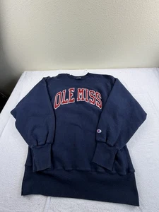 VINTAGE 90s Champion Reverse Weave Ole Miss Rebels Sweatshirt Mens XL Crew - Picture 1 of 10