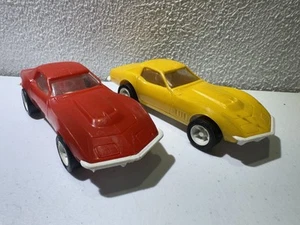 Tonka Lot of 2 Hard Plastic Cars Corvette Vintage Yellow & Red - Picture 1 of 6