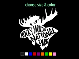 Rocky Mountain Nationalpark Elch Vinyl Fenster Aufkleber Abziehbild Größe Farbe wählbar - Bild 1 von 3