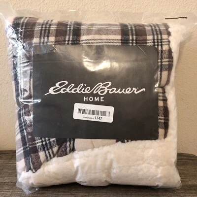 Eddie Bauer дома 50 «X 60» края дерева клетку фланель шерпа плед - Изображение 1 из 4