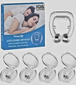 Paquete de 4 Silicona Magnético Anti Ronquidos Detener Ronquidos Nariz Clip Apnea del Sueño NUEVO - Imagen 1 de 5