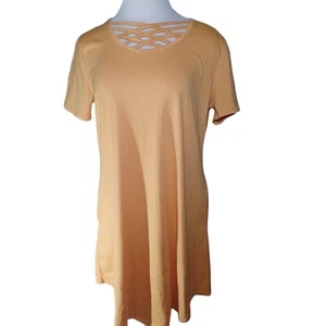 L & B Gold/Yellow Scoop Neck Short Sleeve Top Oversized Small NWT - Picture 1 of 8
