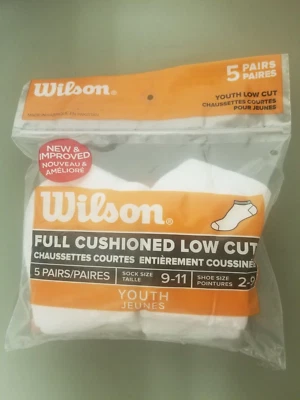 Nuevo Wilson Youth 5 Pk. Calcetines de corte bajo totalmente acolchados. Foto 1 de 4