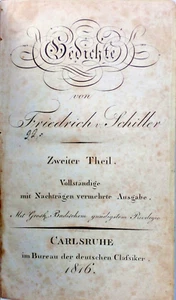 🎭 Friedrich v. Schiller: GEDICHTE. Zweiter Theil. 1816 Carlsruhe - Bild 1 von 5