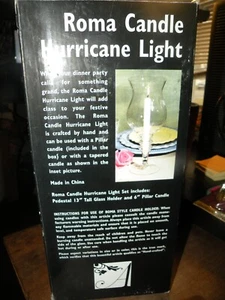 Roma Candle Hurricane Light Vase and candle 13" TALL with  6" PILLAR CANDLE NIB - Picture 1 of 3
