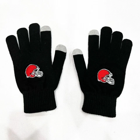 NFL Team Logo Cleveland Browns Stretch Knit Gloves with Texting Tips - New Cover