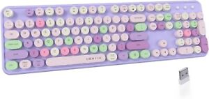 New in Box! UBOTIE Retro Round Keycap Wireless Keyboard - Purple & Colorful