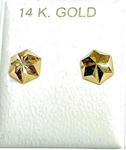 Brand New 14kt Gold Dia-Cut STAR Stud Earrings - Picture 1 of 3