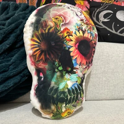 Ali Gulec Floral Skull #2 Print Pillow - Image 1 of 4