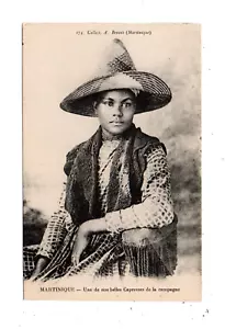 MARTINIQUE, FWI ~ CREOLE WOMAN WITH LARGE HAT, POSED IMAGE, BENOIT PUB ~ 1910s - Picture 1 of 2