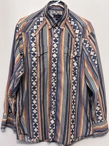 Vintage Panhandle Slim Shirt Men's L 16 1/2 Aztec Western Striped Made In Usa - Picture 1 of 10