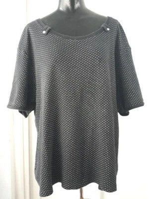 Blusa para mujer Coral Bay 3X manga corta negra relajada 100 % algodón Foto 1 de 4